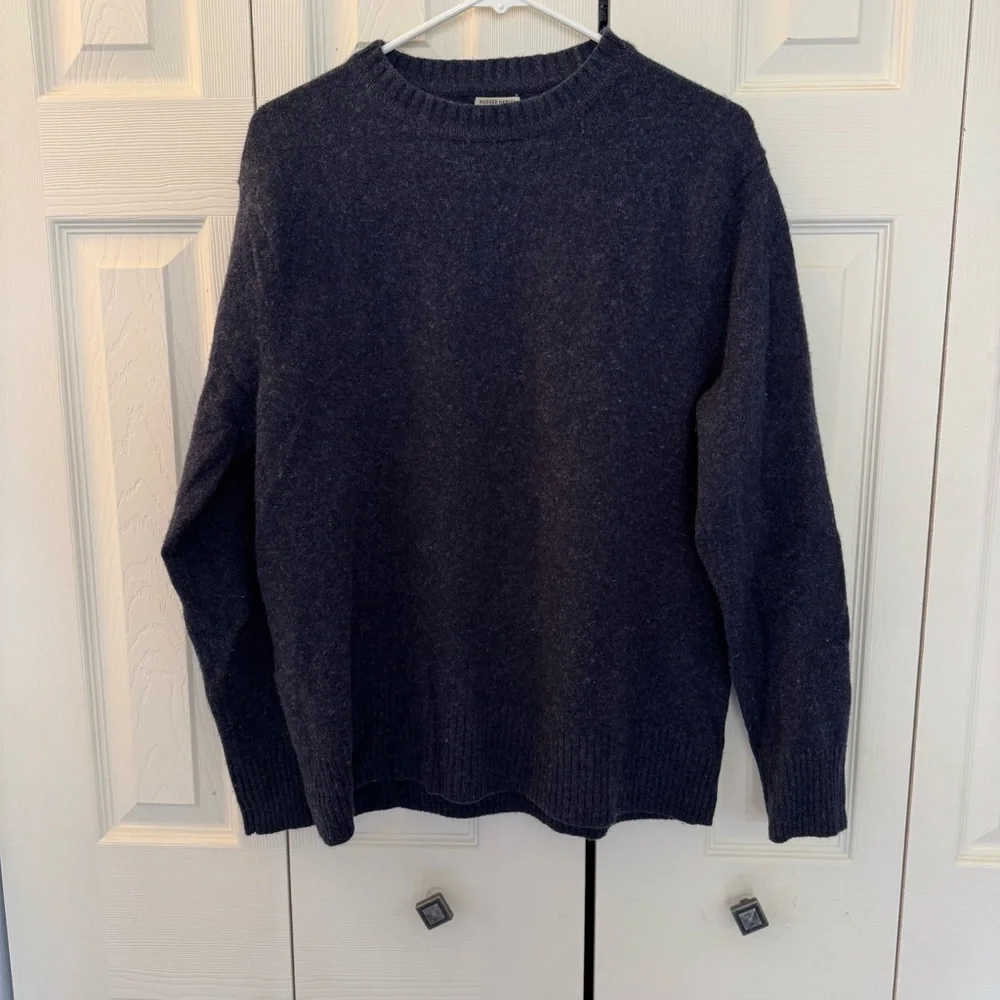 J Crew Rugged Merino Blend Sweater Crewneck,‎ Blue Marled, Size L/XL